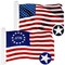 G128 Combo Pack: American USA Flag 5x8 Ft & Betsy Ross 1776 Flag 5x8 Ft | Both ToughWeave Series Embroidered 300D Polyester, Embroidered Design, Indoor/Outdoor, Brass Grommets